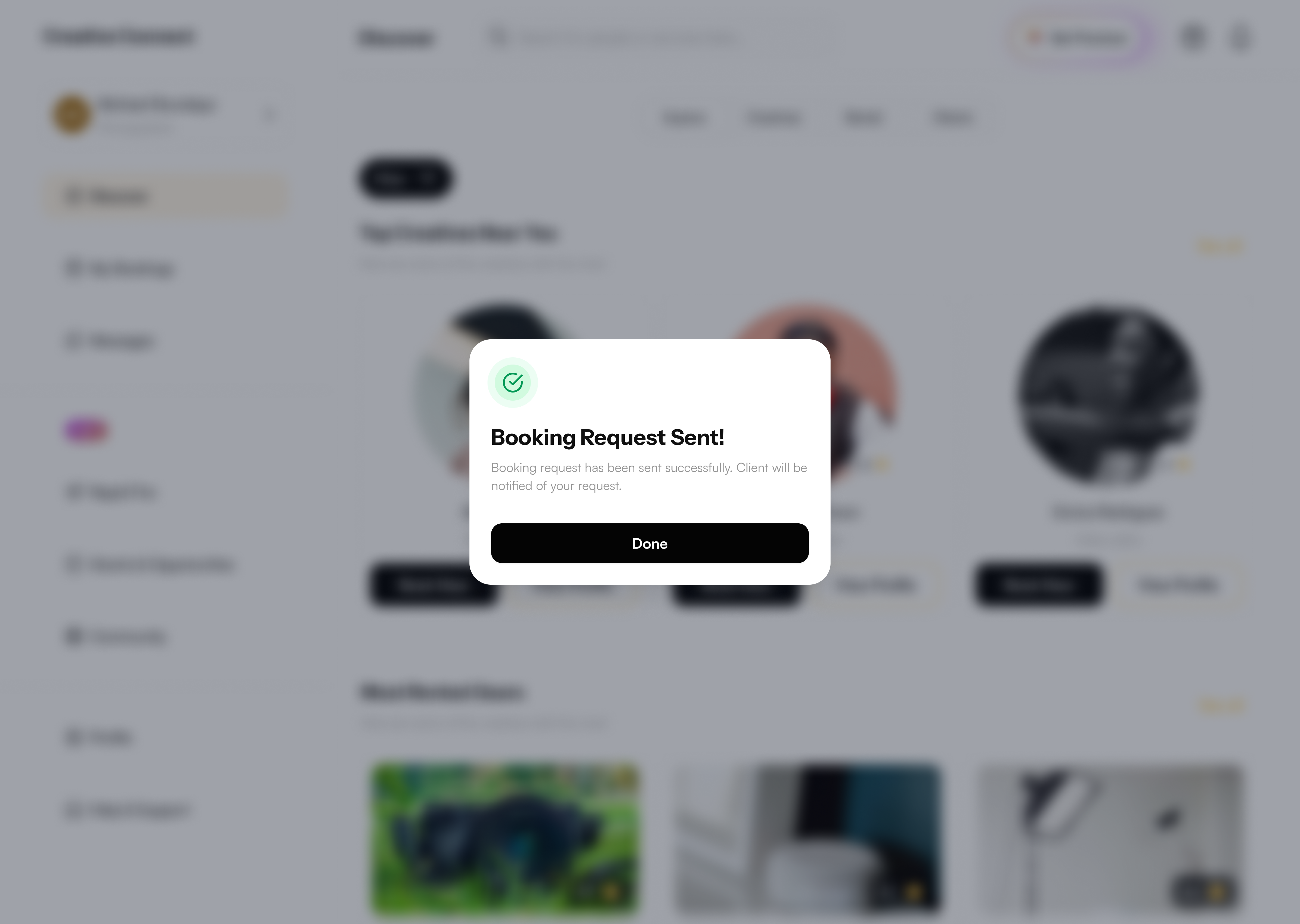 NextHavn booking request sent successfully